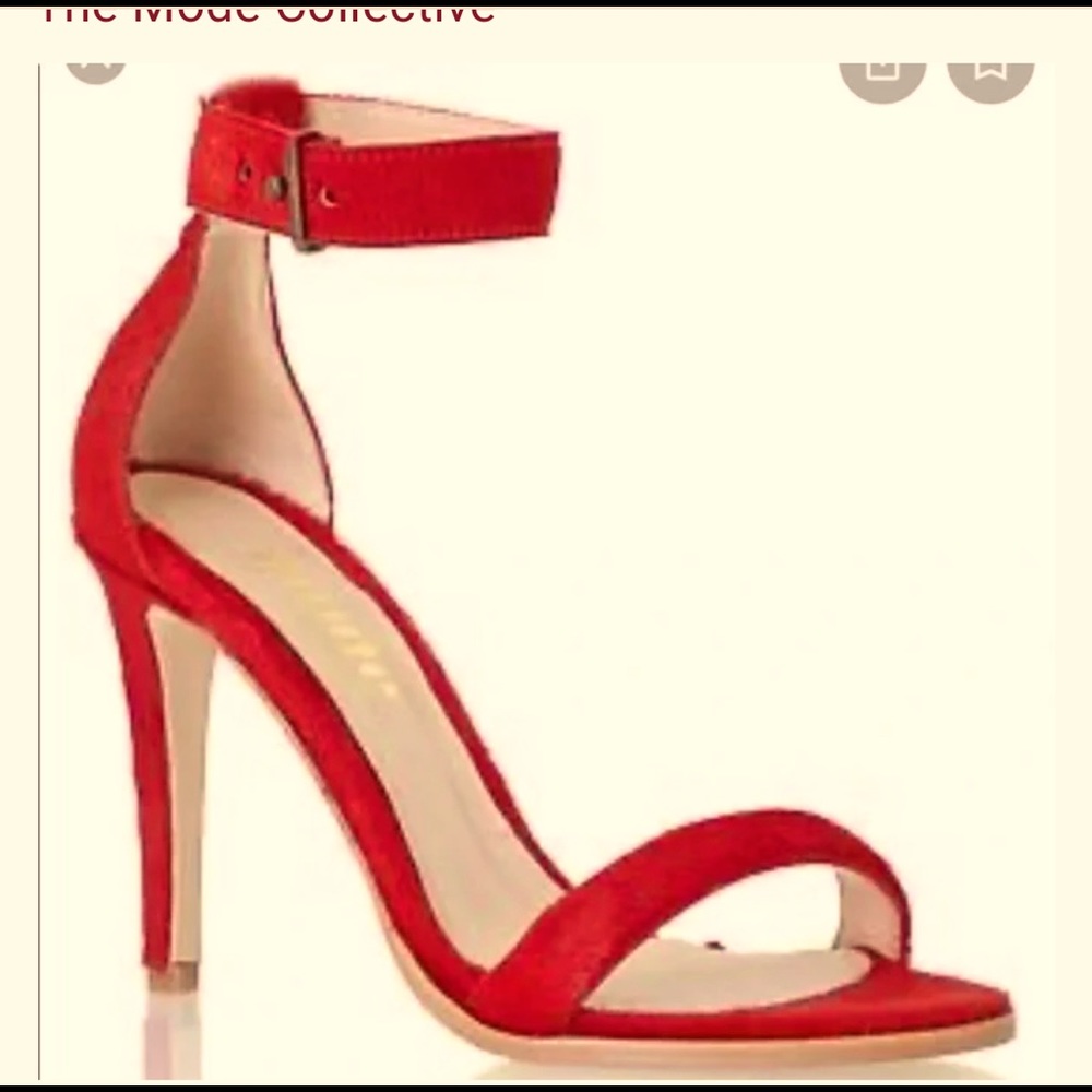 Calf skin strappy red 4” sandals